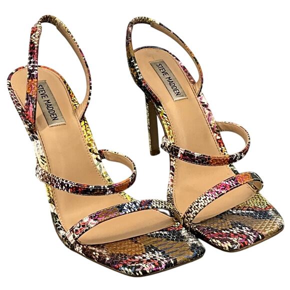 Steve Madden Gracey Rainbow Snake Open Toe Ankle Strappy 3"mHeels Women 10M - Picture 1 of 12